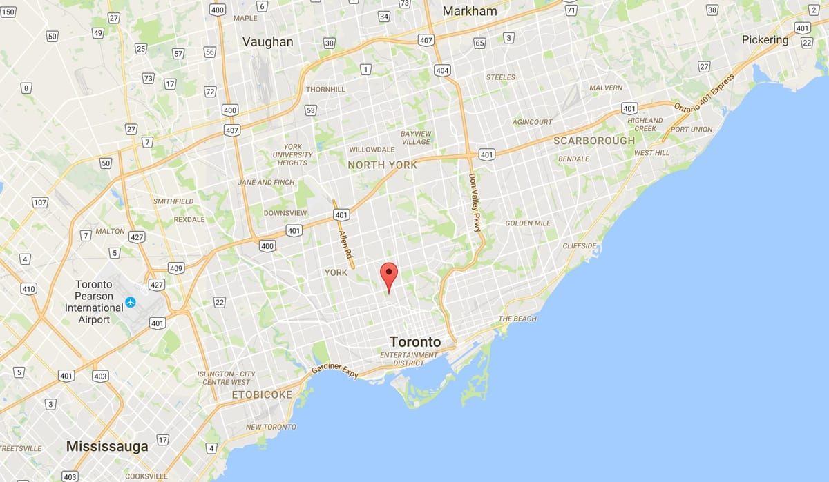Zemljevid Južne Hill okrožno Torontu