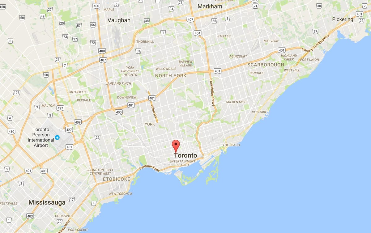Zemljevid Kensington Trgu okrožno Torontu
