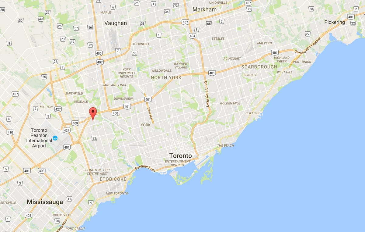 Zemljevid Kingsview Vasi okrožno Torontu