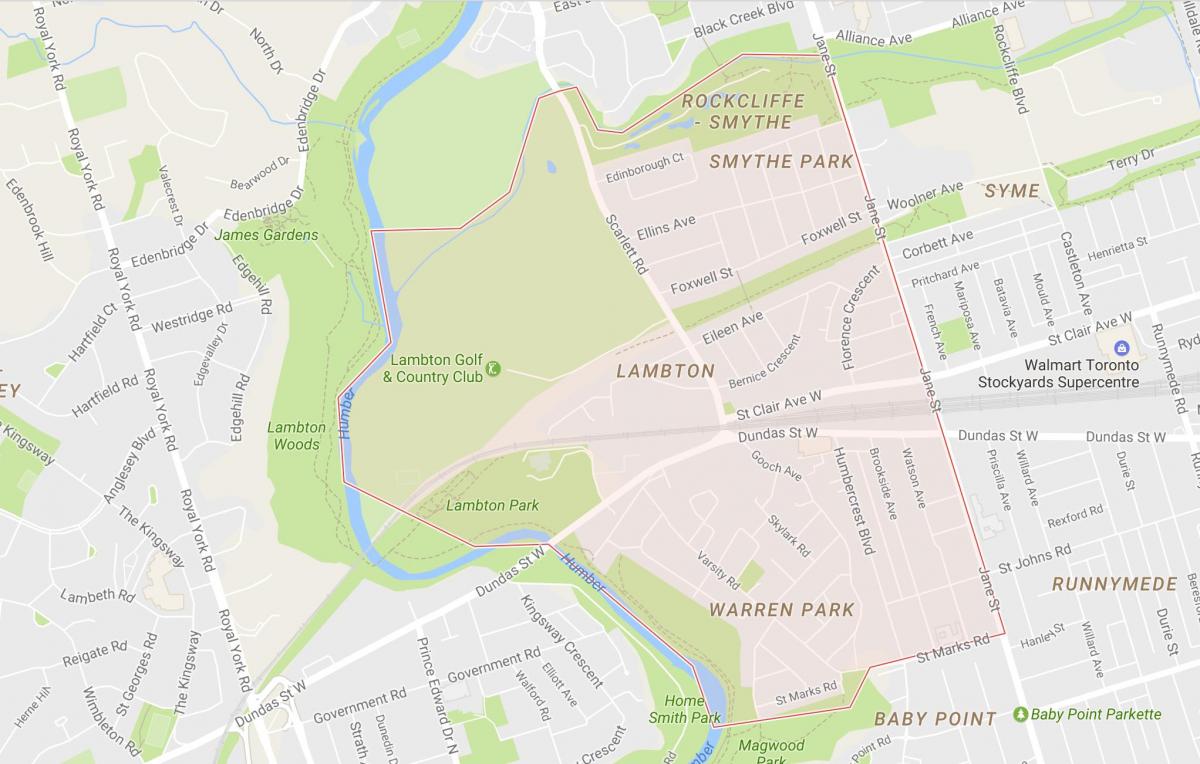 Zemljevid Lambton sosedske Torontu