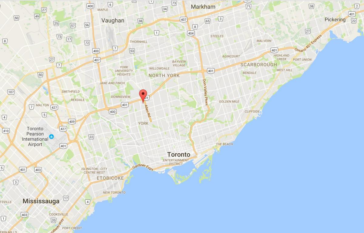 Zemljevid Lawrence Višine okrožno Torontu