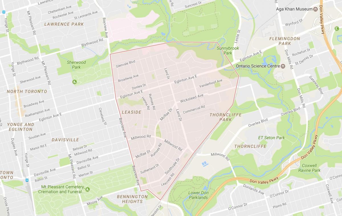 Zemljevid Leaside sosedske Torontu