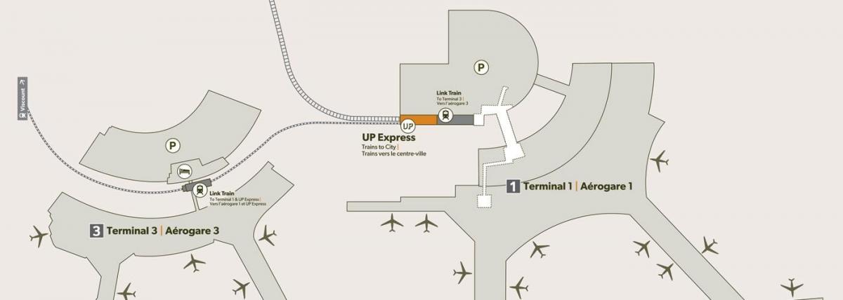 Zemljevid letališča Pearson železniške postaje
