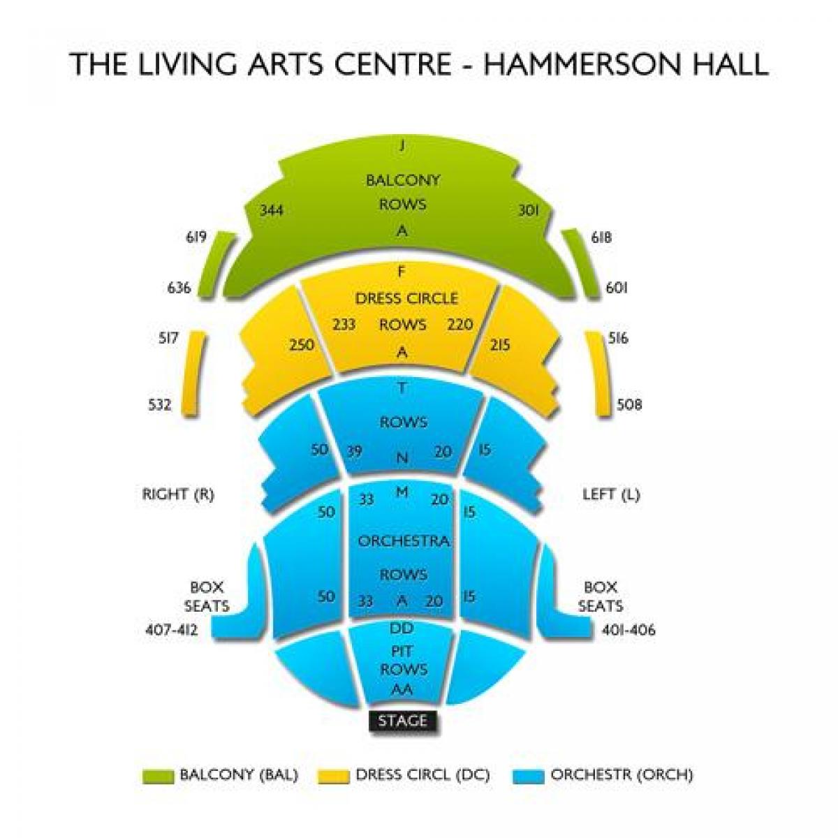 Zemljevid Living Arts Centre Hammerson dvorana