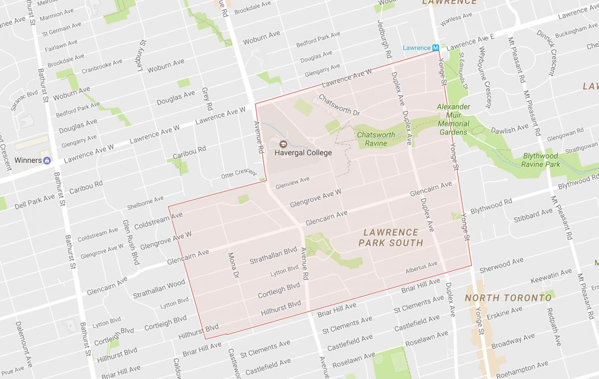 Zemljevid Lytton Park sosedske Torontu