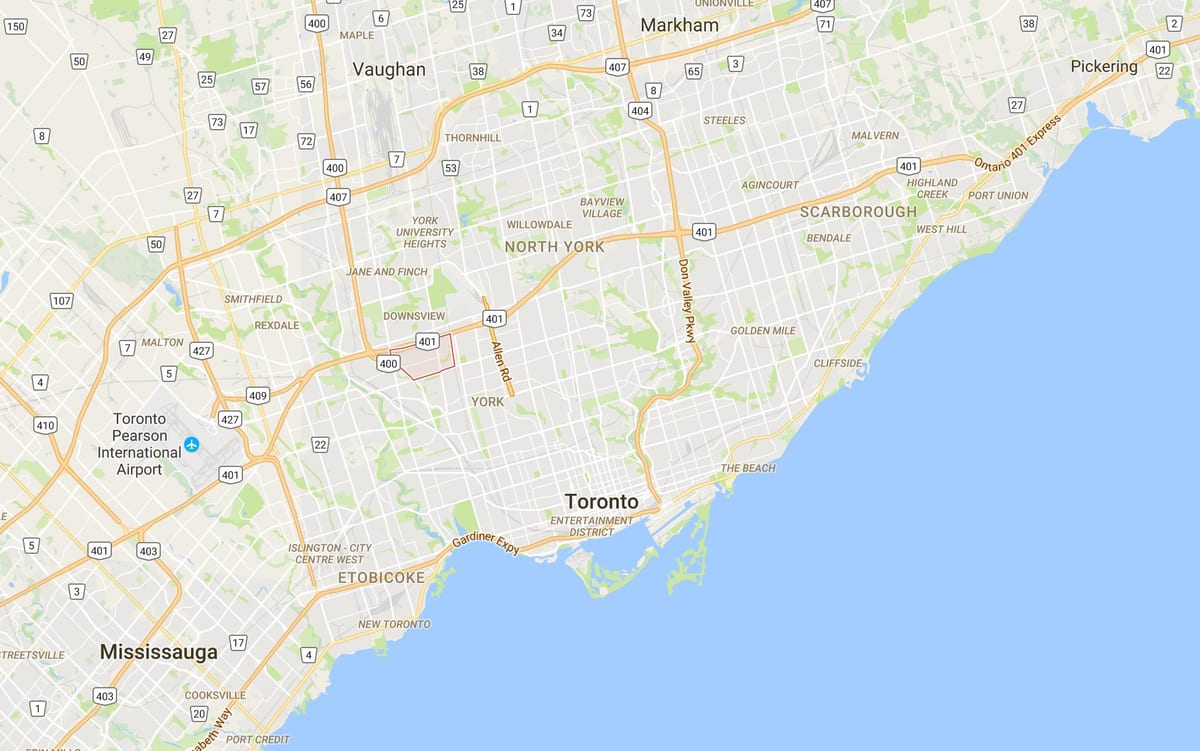 Zemljevid Maple Leaf okrožno Torontu