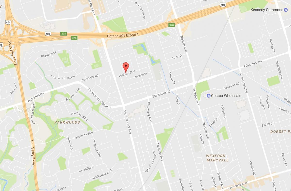 Zemljevid Maryvalen eighbourhood Torontu