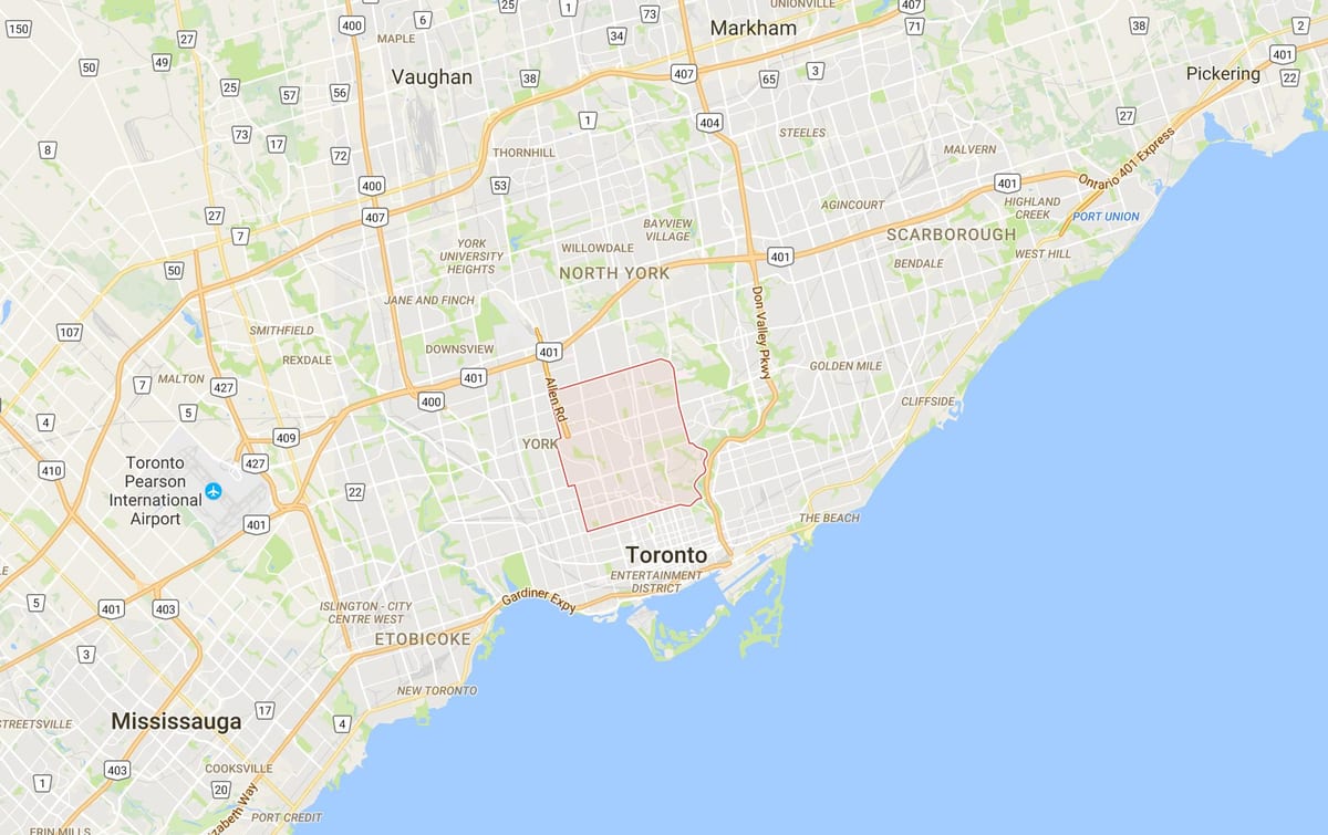 Zemljevid Midtown okrožno Torontu