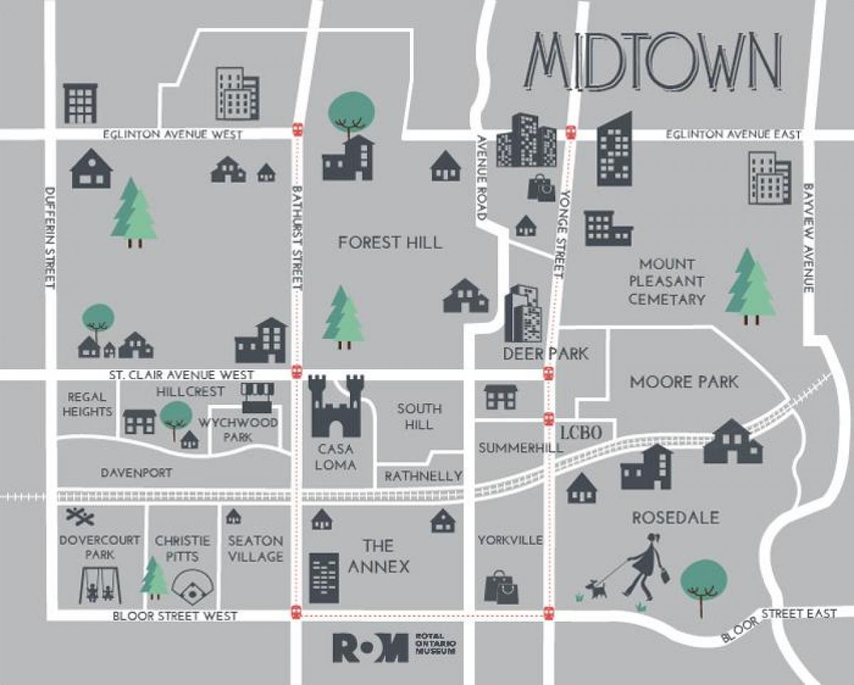 Zemljevid Midtown Torontu