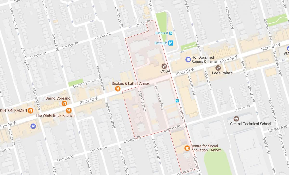 Zemljevid Mirvish Vasi sosedske Torontu