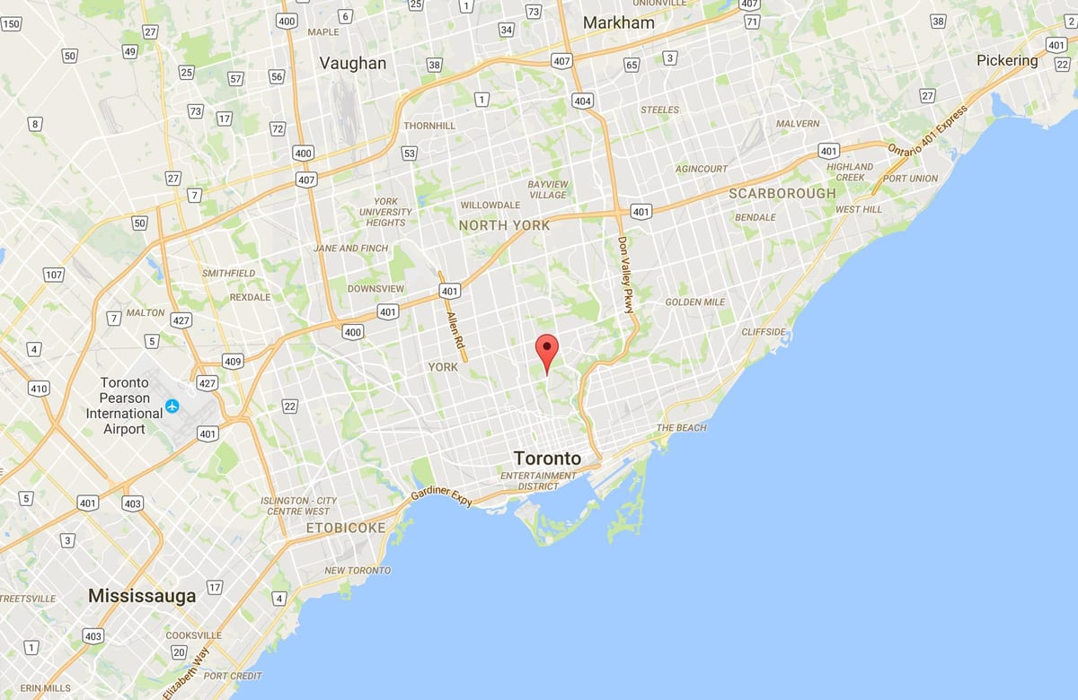 Zemljevid Moore Park okrožno Torontu