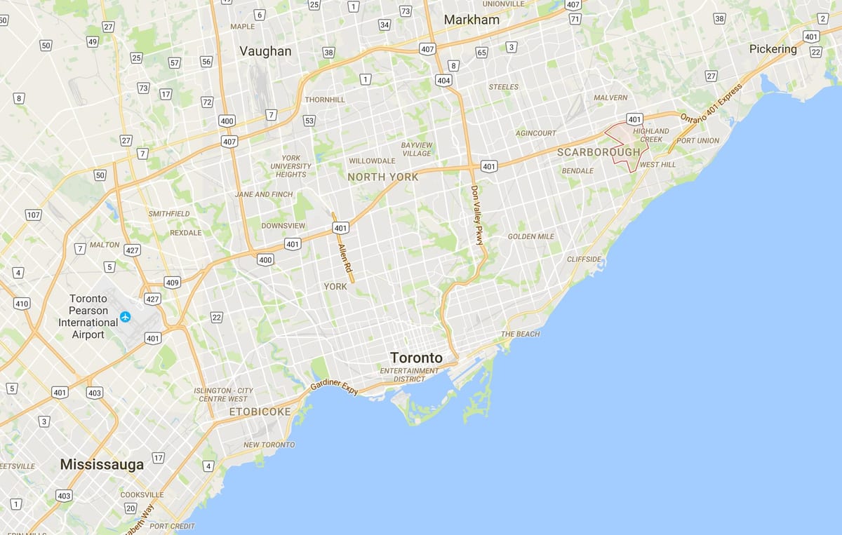 Zemljevid Morningside okrožno Torontu