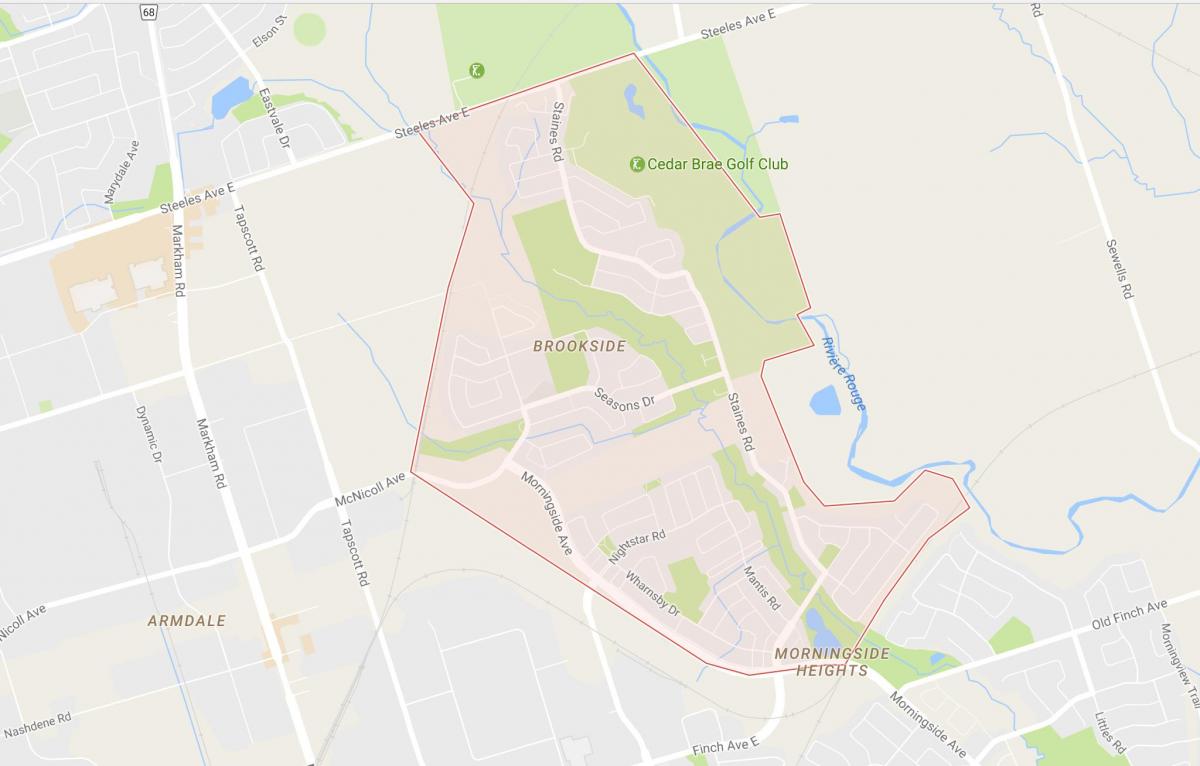 Zemljevid Morningside Višine sosedske Torontu