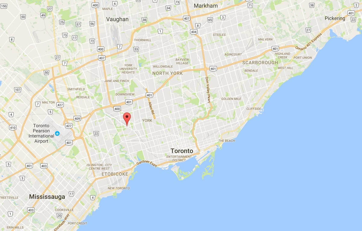 Zemljevid Gori Dennis okrožno Torontu