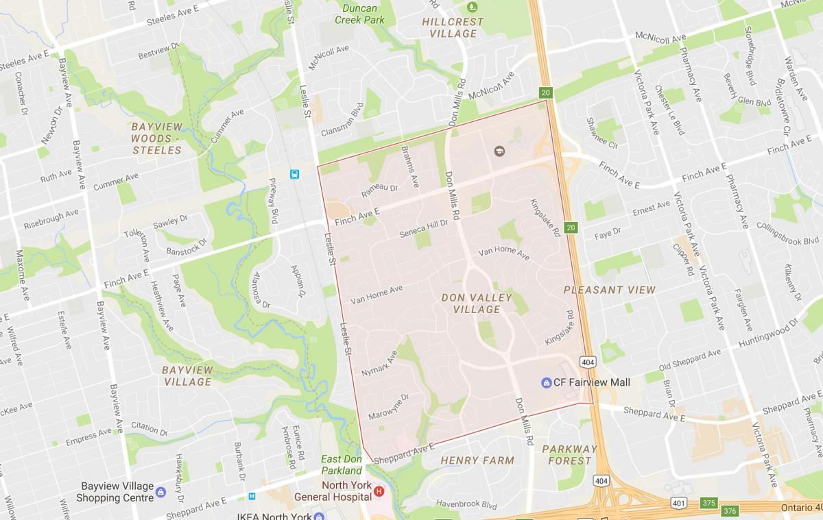 Zemljevid Ne Dolini Vasi sosedske Torontu
