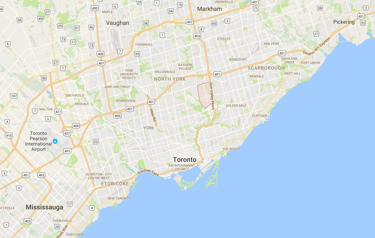 Zemljevid Ne Mlini okrožno Torontu