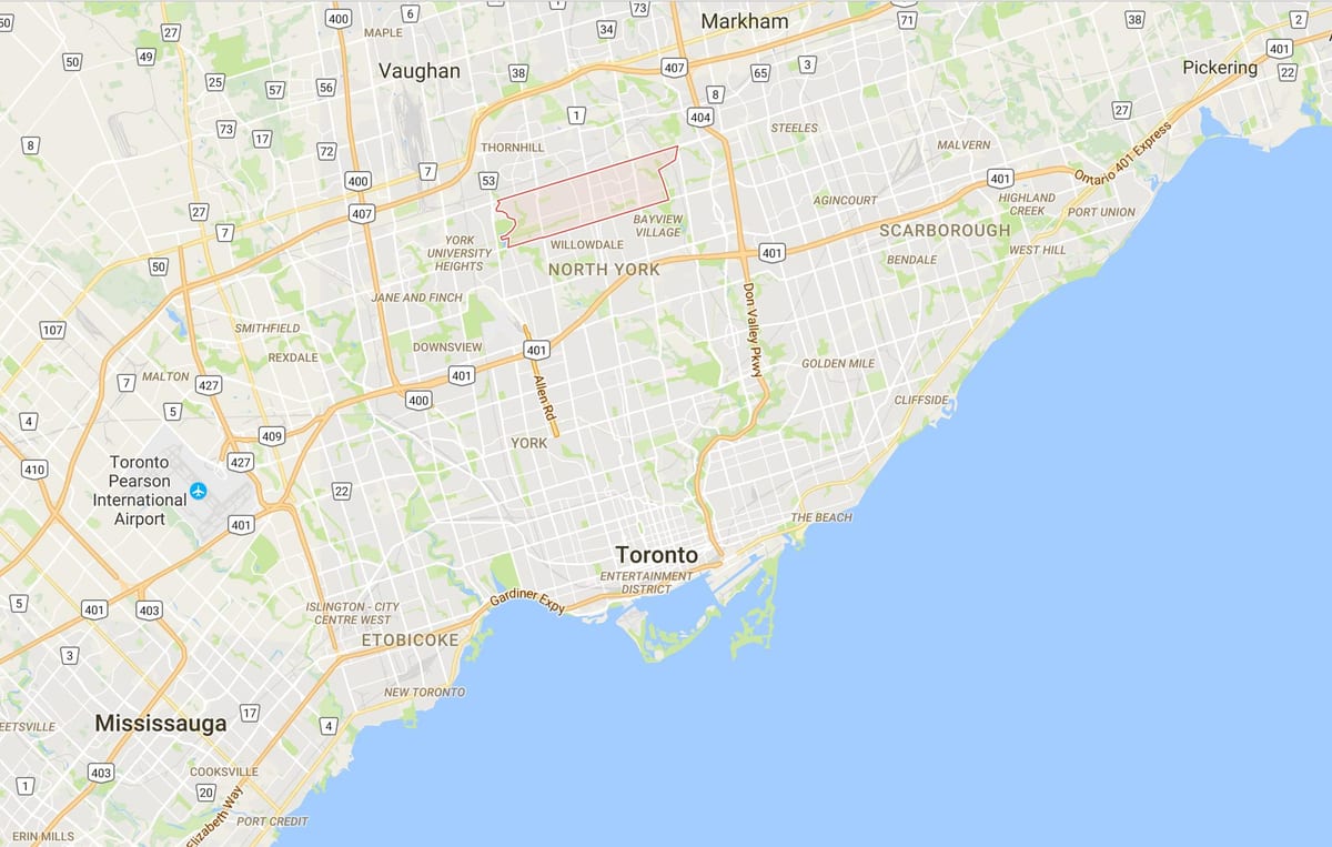 Zemljevid Newtonbrook okrožno Torontu