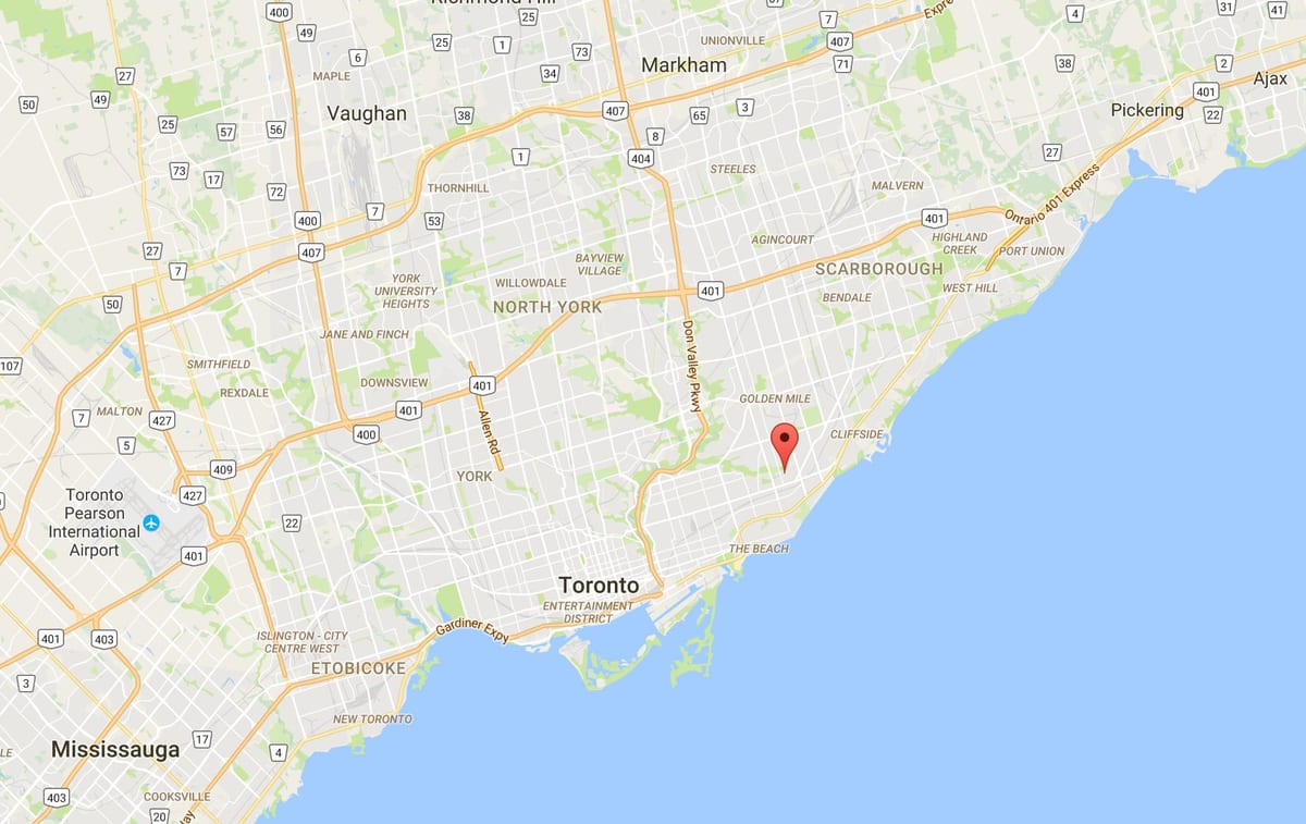 Zemljevid Oakridge okrožno Torontu