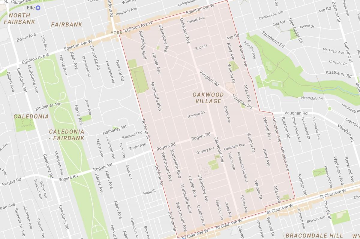 Zemljevid Oakwood–Vaughan sosedske Torontu