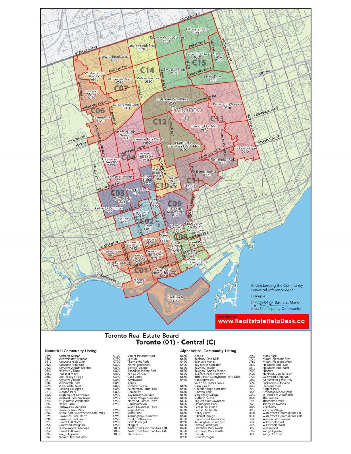 Zemljevid Srednje Torontu