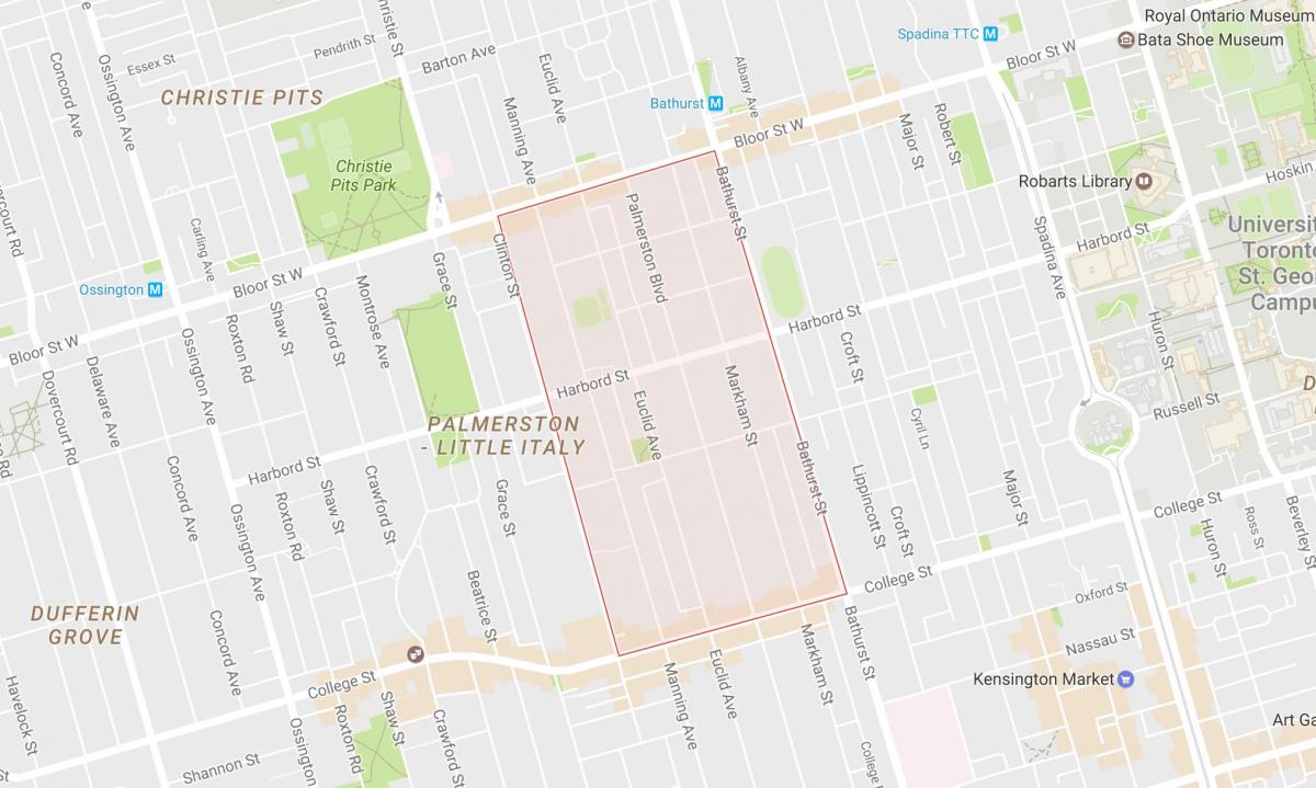 Zemljevid Palmerston sosedske Torontu