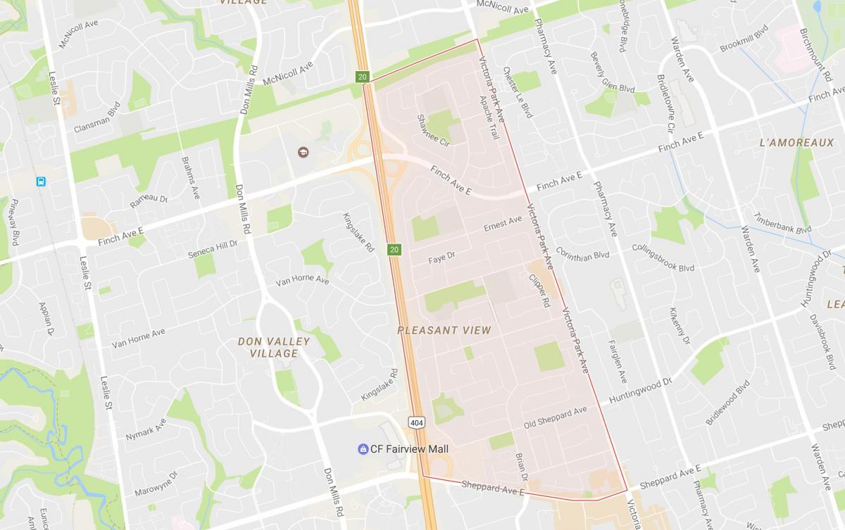 Zemljevid Prijeten Pogled sosedske Torontu