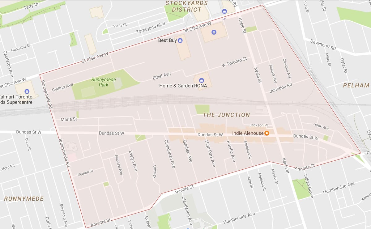Zemljevid Križišču sosedske Torontu