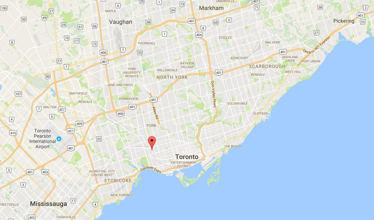 Zemljevid Križišču Trikotnik okrožno Torontu