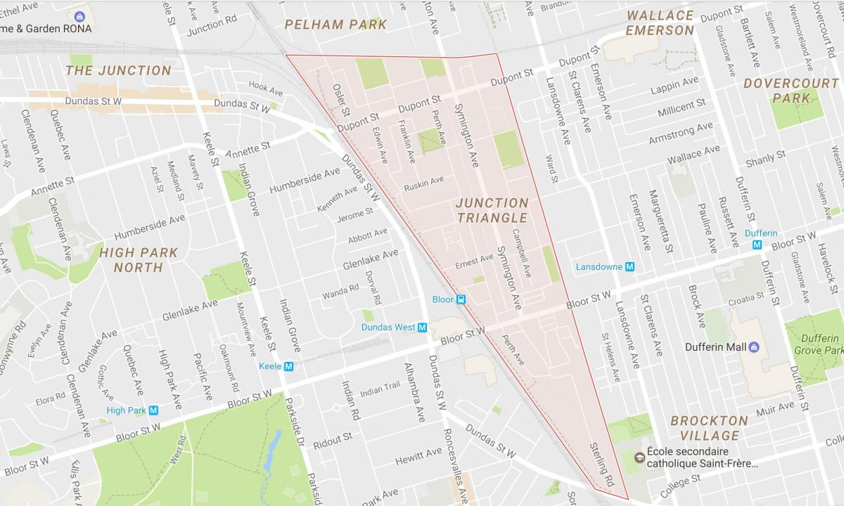 Zemljevid Križišču Trikotnik sosedske Torontu