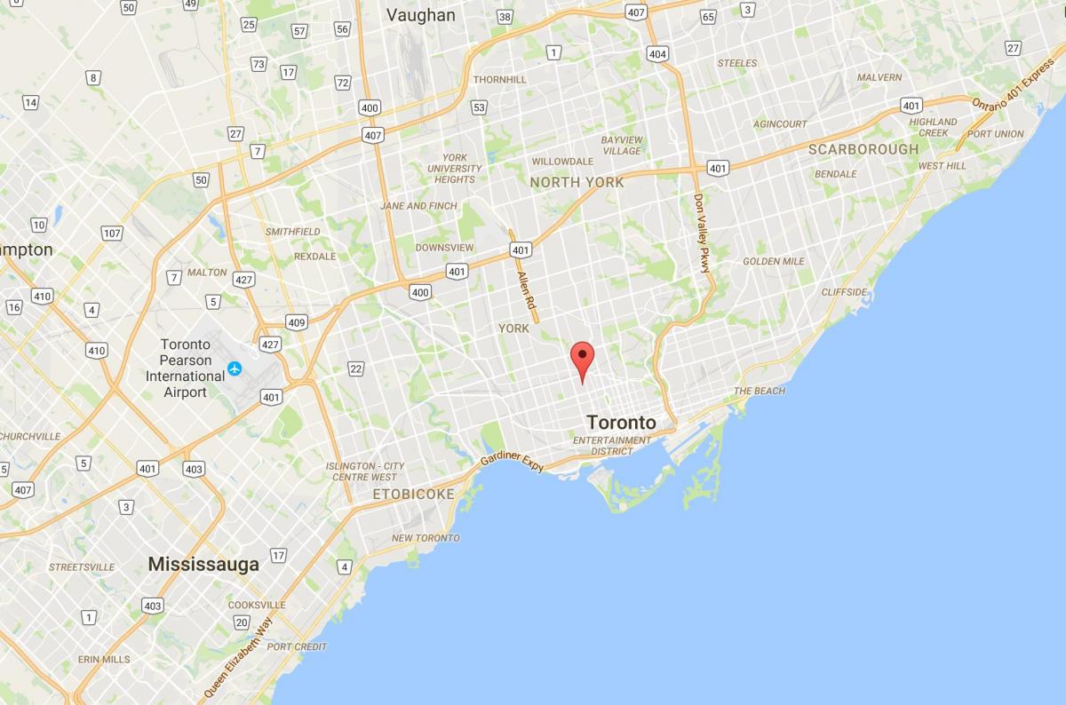 Zemljevid Priloga okrožno Torontu