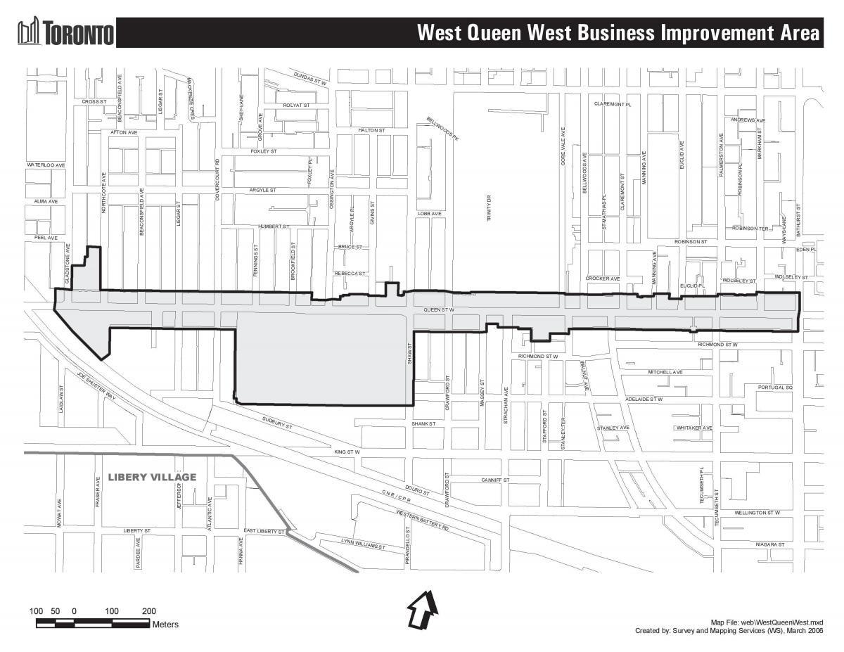 Zemljevid Queen street west, Toronto
