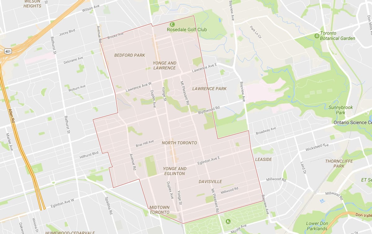 Zemljevid Severu v sosedstvu Torontu