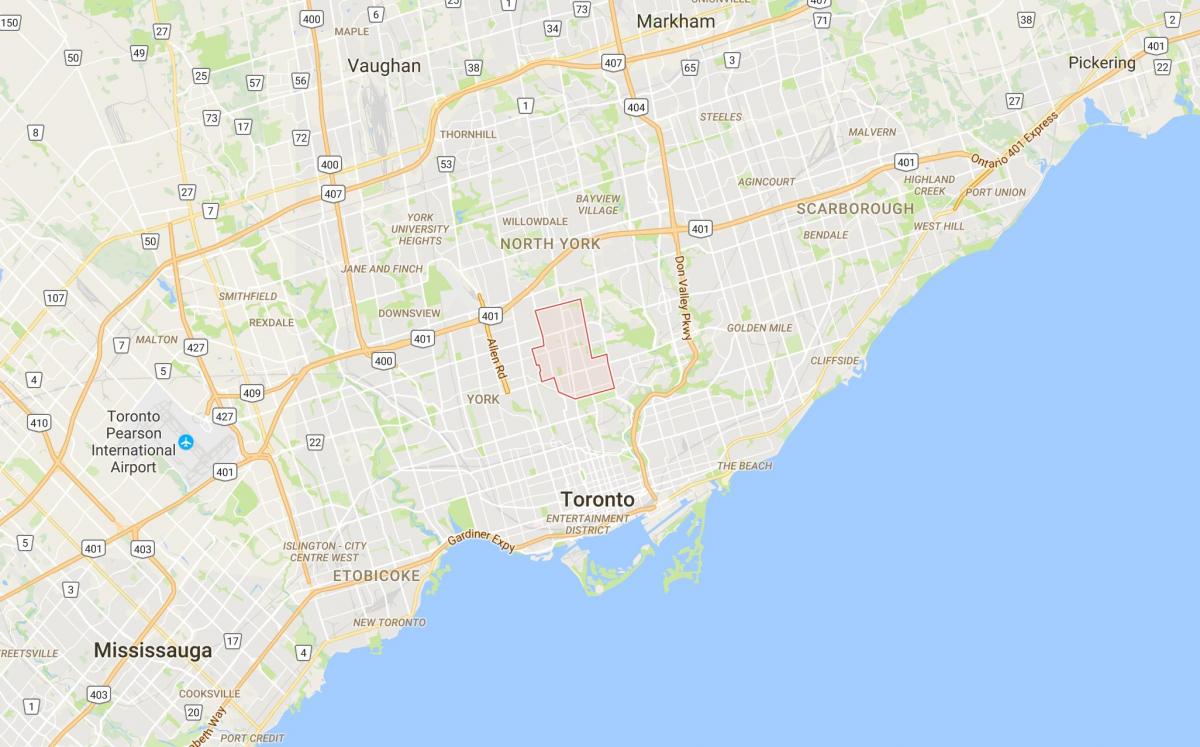 Zemljevid Severno okrožje Torontu