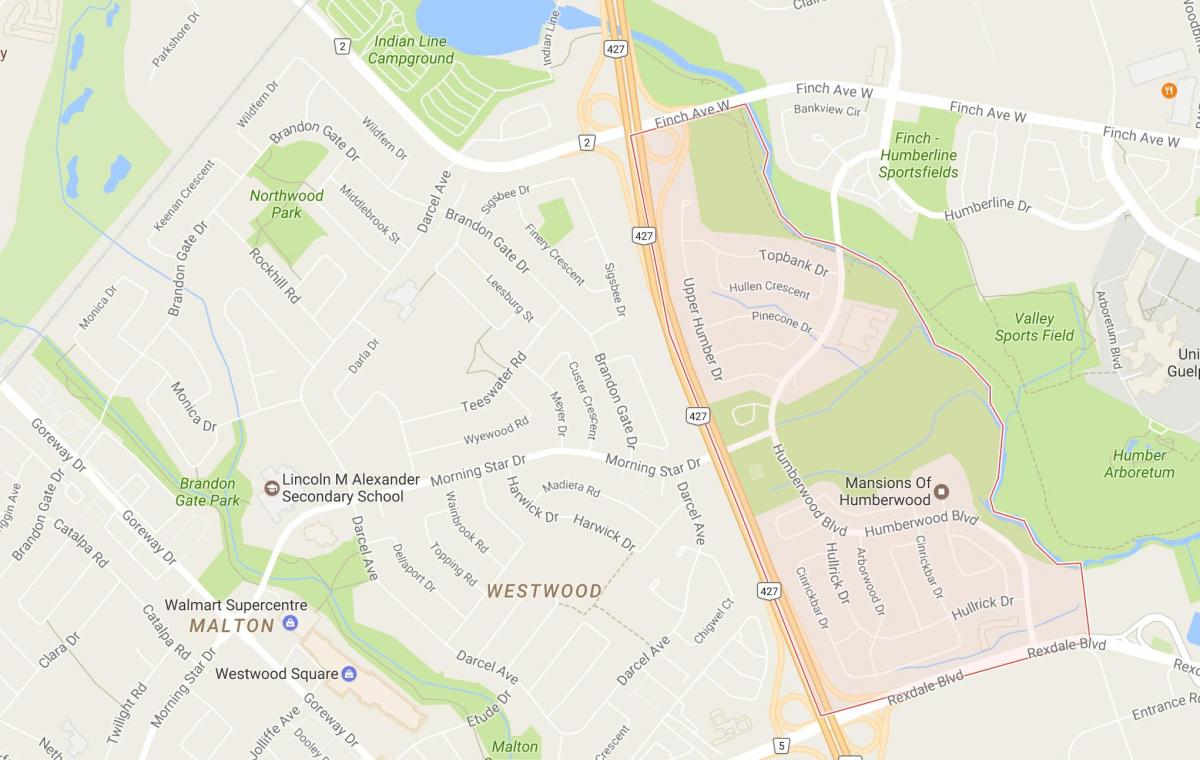 Zemljevid Sosedske sosedske Torontu