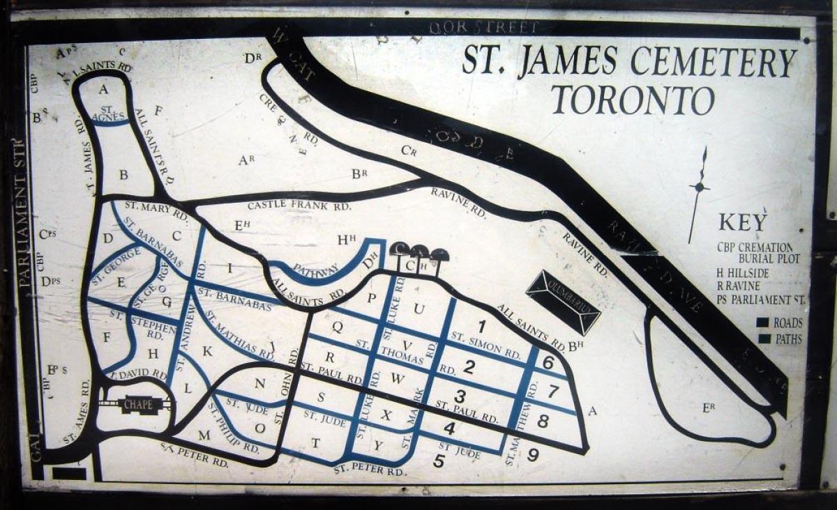 Zemljevid St James pokopališču