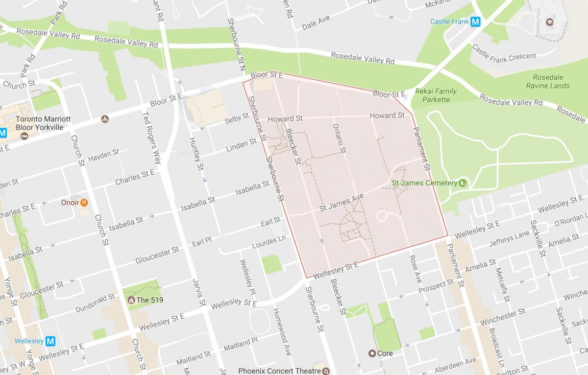 Zemljevid St. James Mesto sosedske Torontu