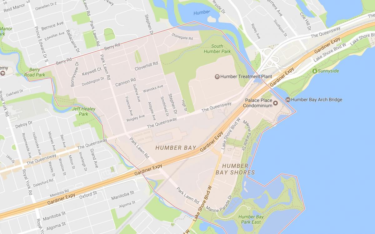 Zemljevid Stonegate-Queensway sosedske sosedske Torontu
