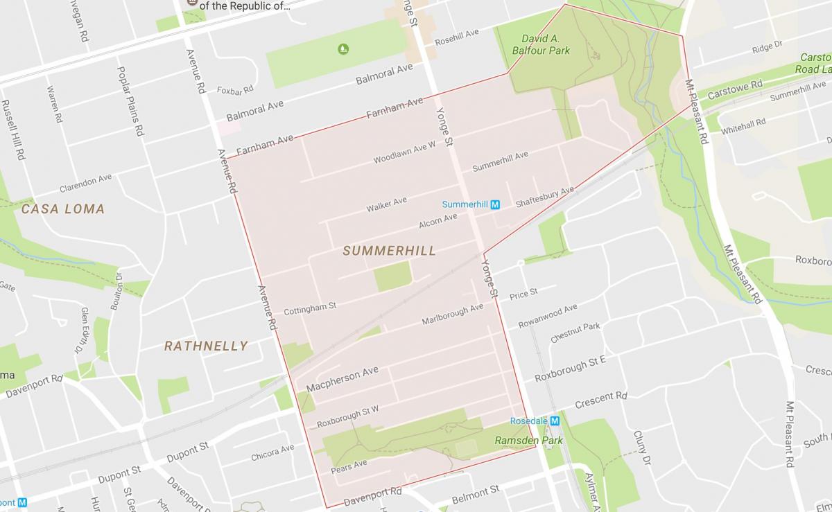 Zemljevid Summerhill sosedske Torontu