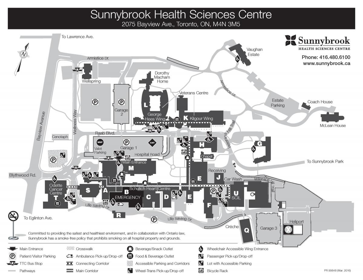 Zemljevid Sunnybrook Zdravstvene vede center - SHSC