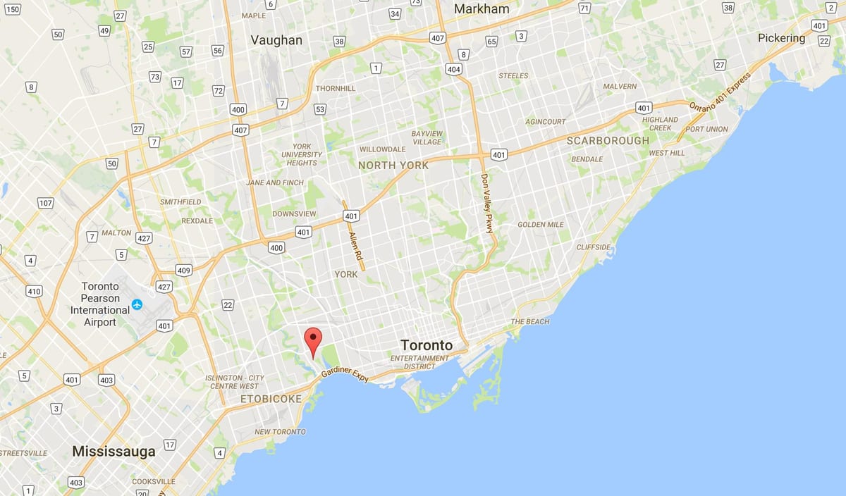 Zemljevid okrožju Swansea Torontu