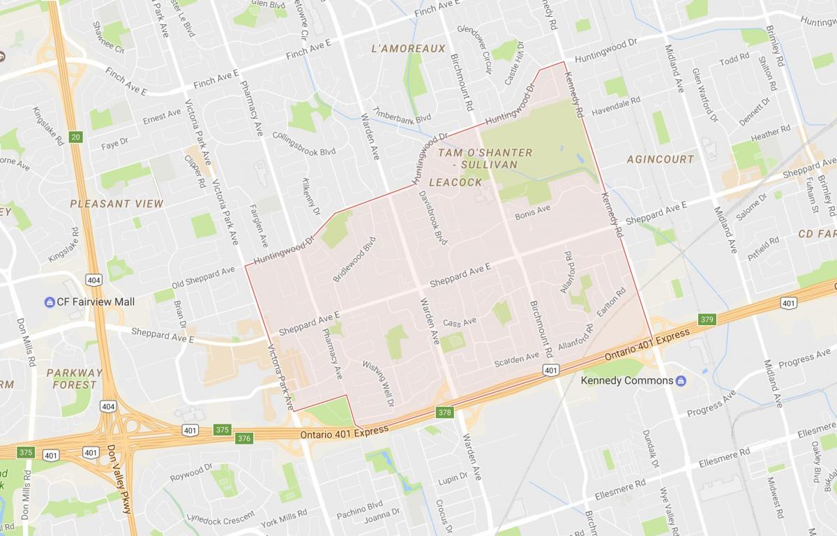Zemljevid Tam O'Shanter – Sullivan sosedske Torontu