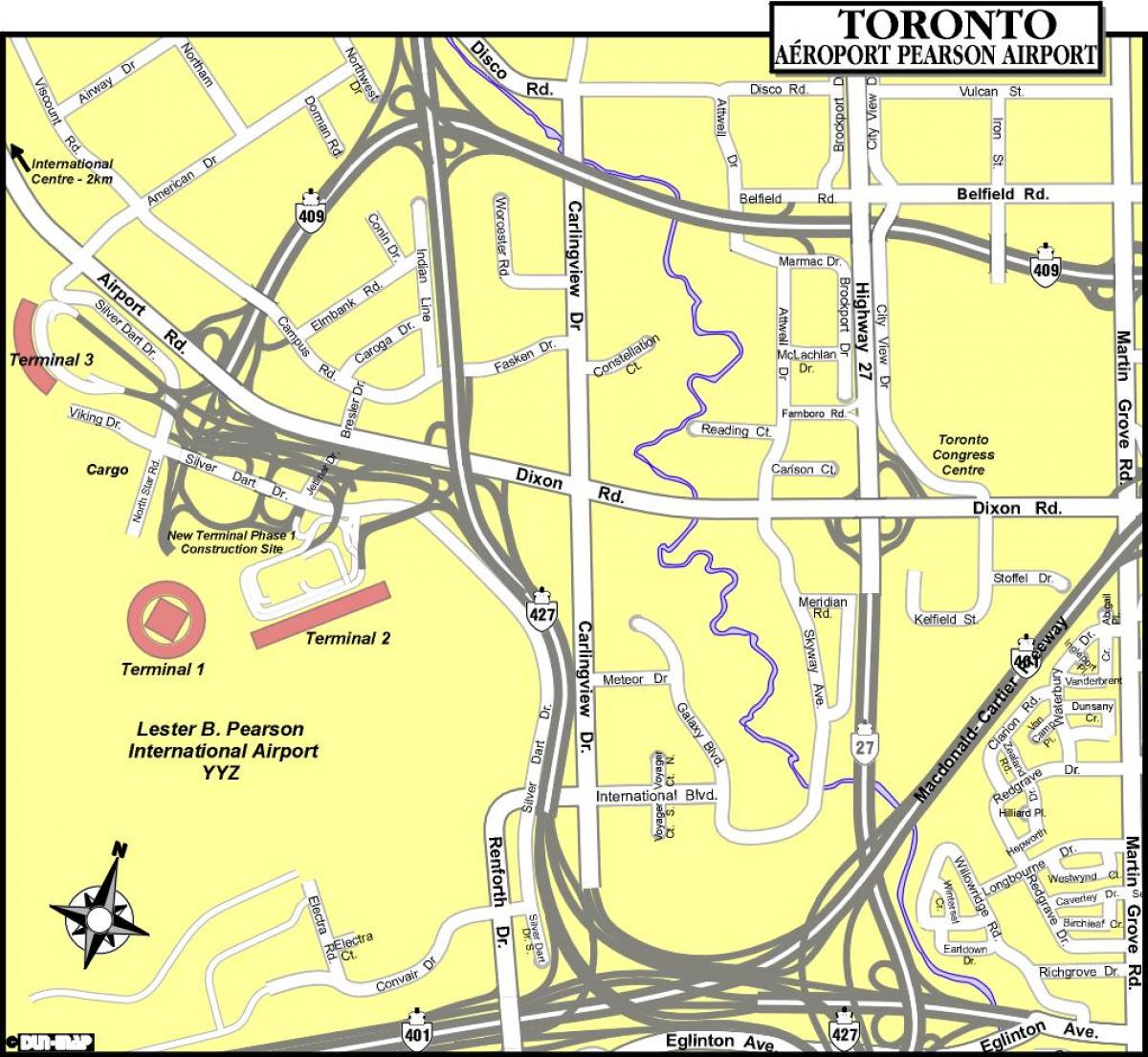 Zemljevid Torontu letališča