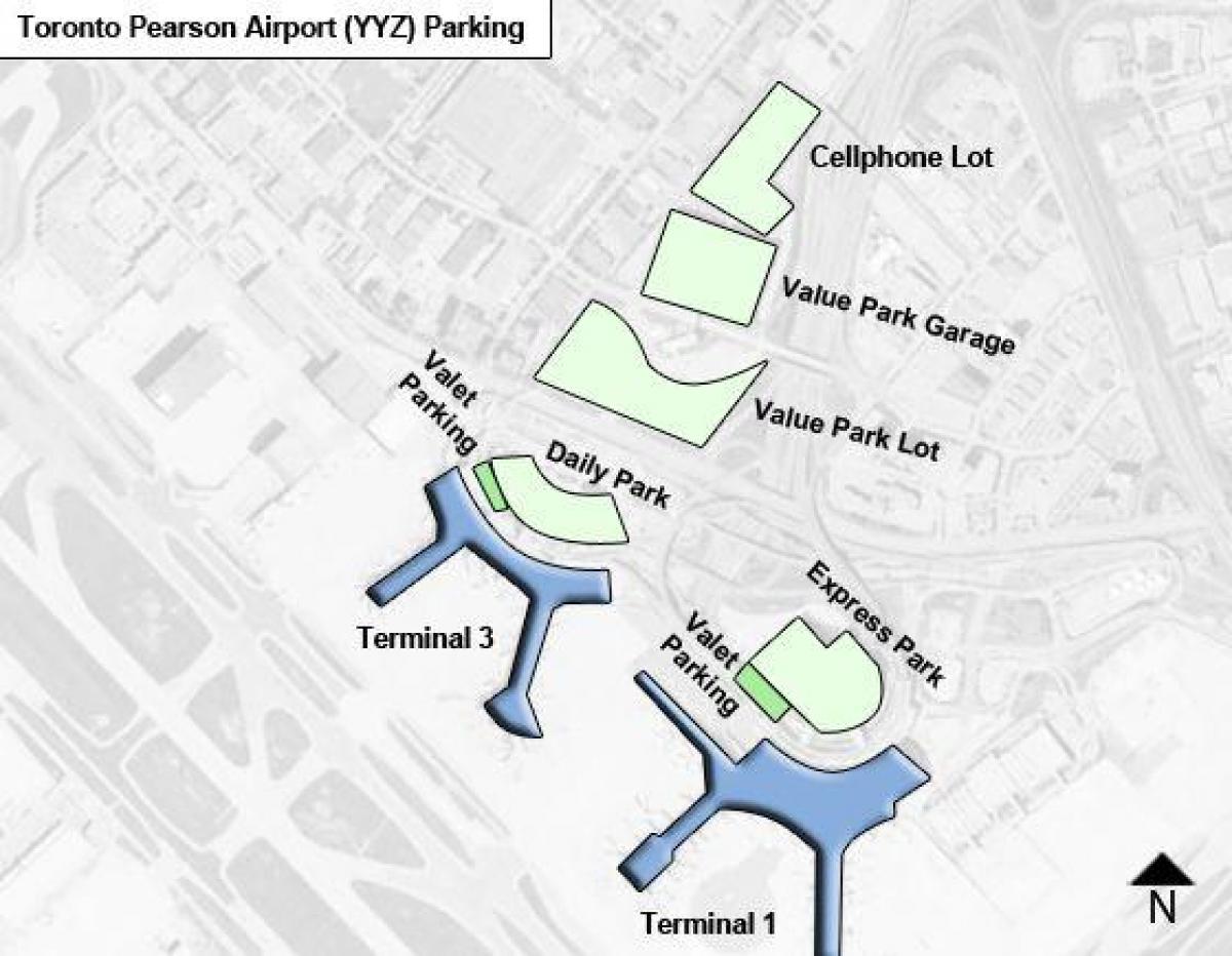 Zemljevid Torontu letališče Pearson parkirišče