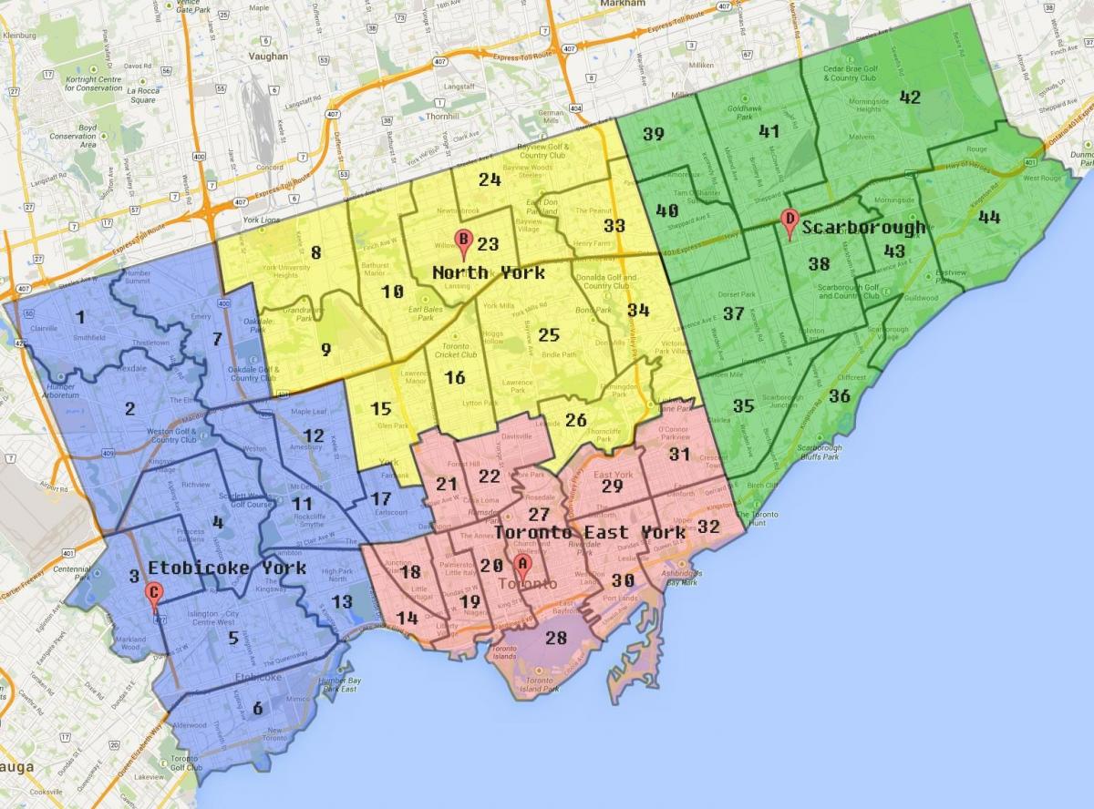 Zemljevid Toronto Mestni Mejo