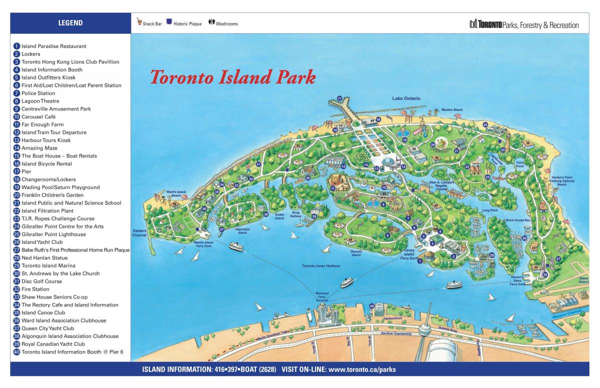 Zemljevid Torontu otok park