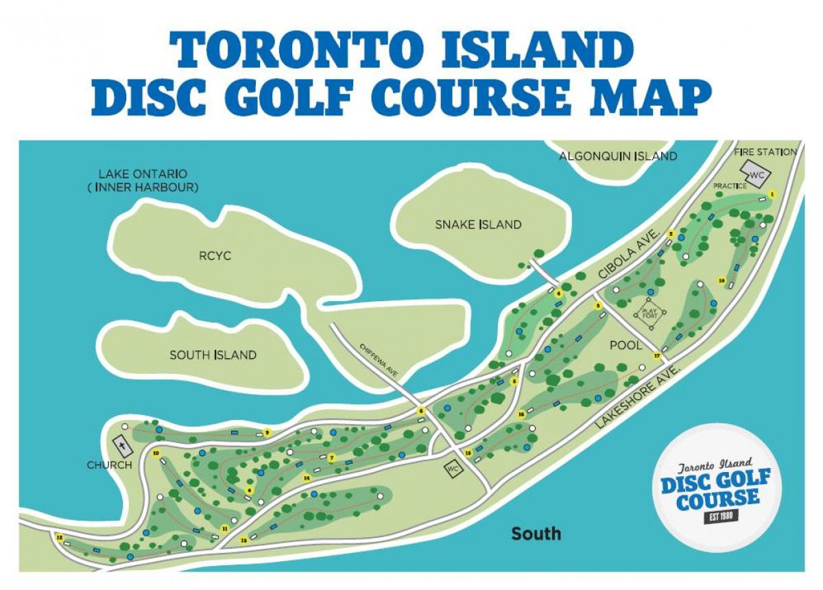 Zemljevid Torontu Otokih igrišč za golf v Torontu