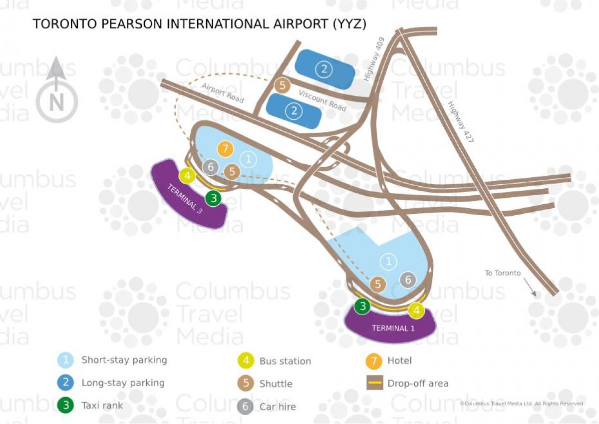Zemljevid Torontu Pearson letališče