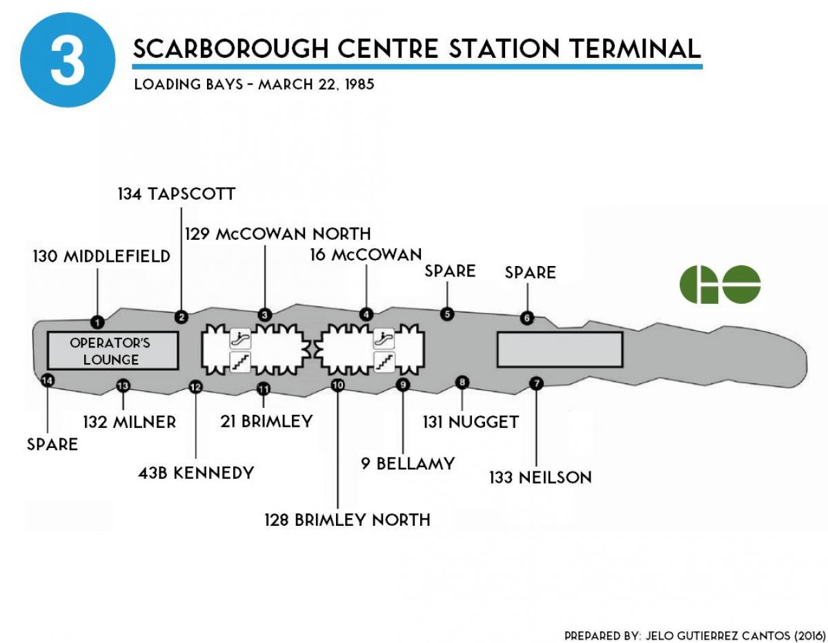 Zemljevid Torontu Scarborough center postaja, terminal