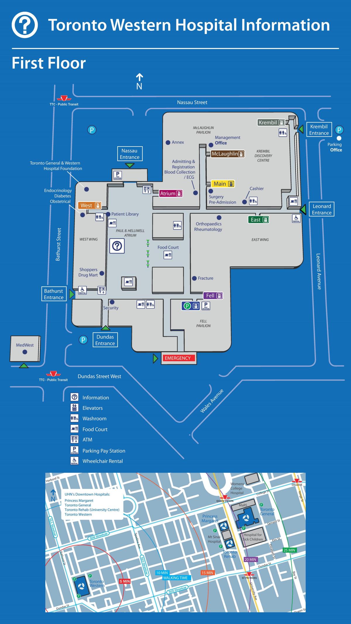Zemljevid Torontu Zahodni Bolnišnici