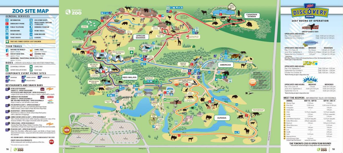 Zemljevid Torontu živalskem vrtu
